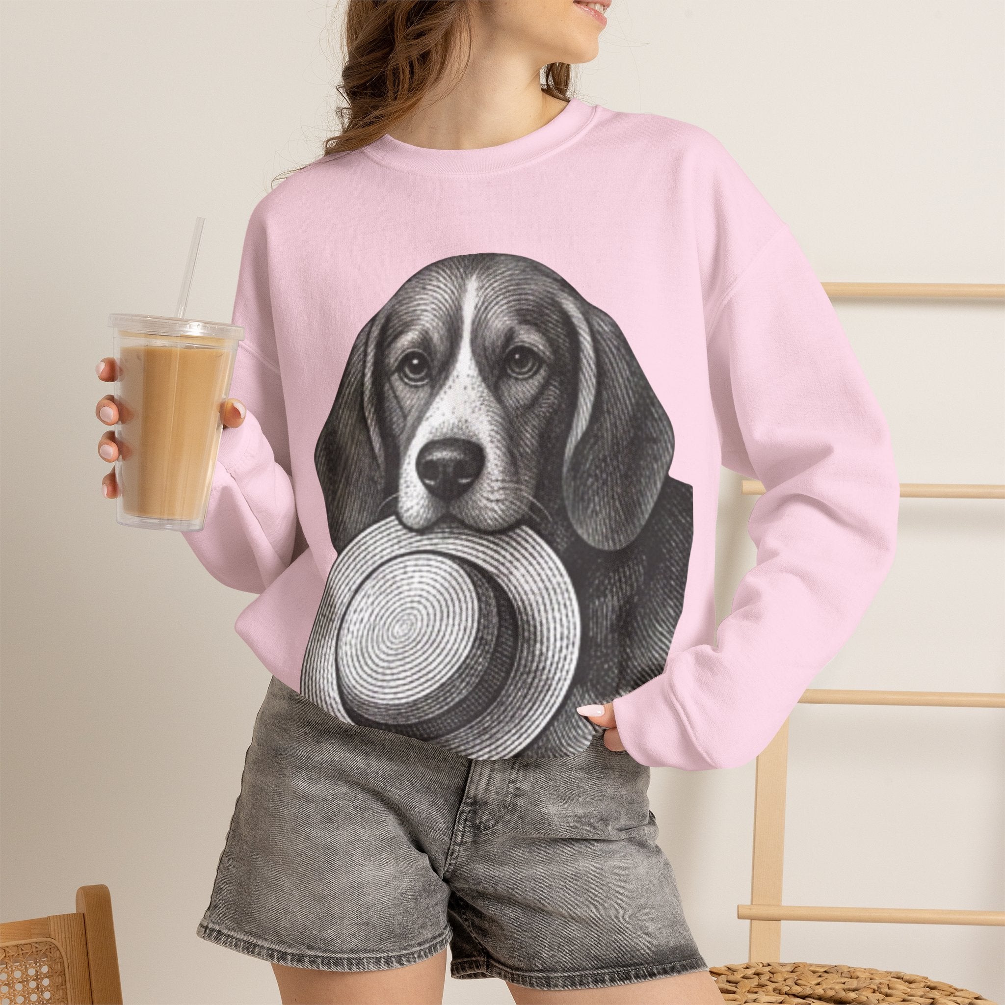 Beagle Holding Hat Crewneck Sweatshirt