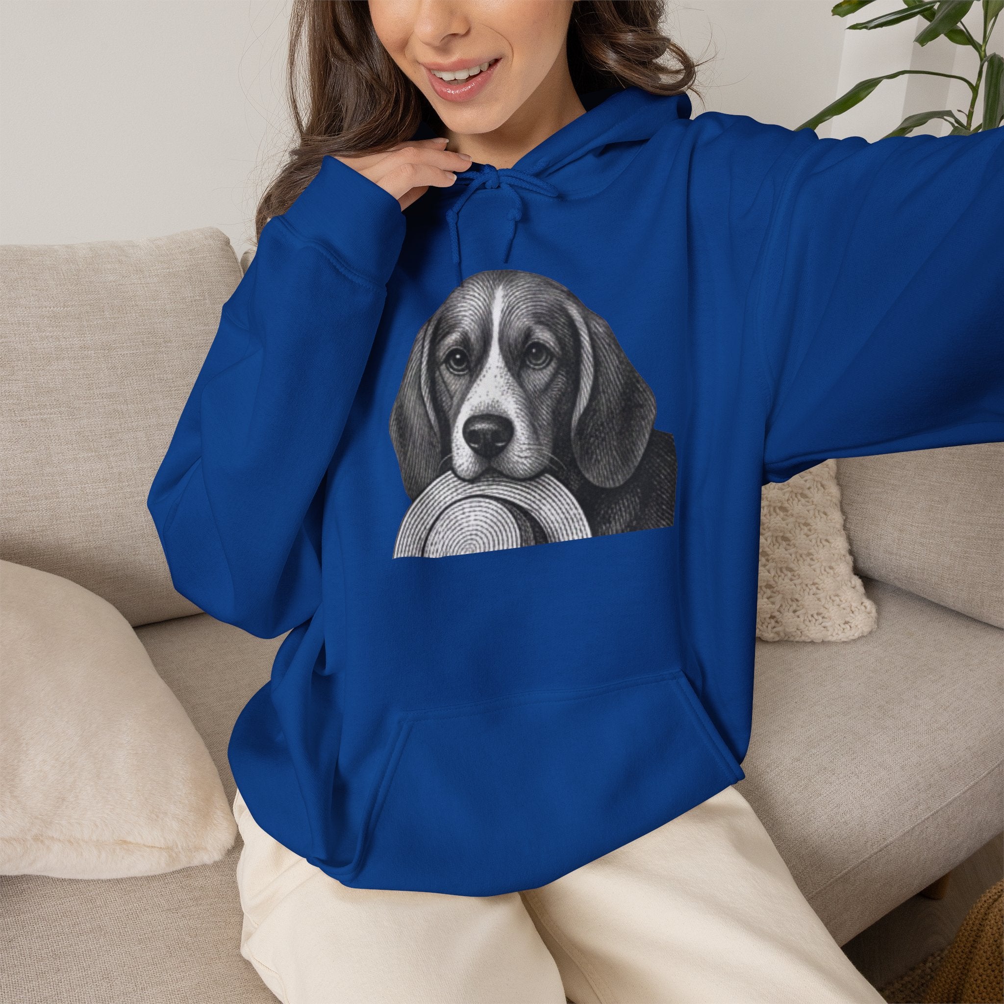 Beagle With Hat Hoodie — Cute Vintage Dog Portrait Pullover