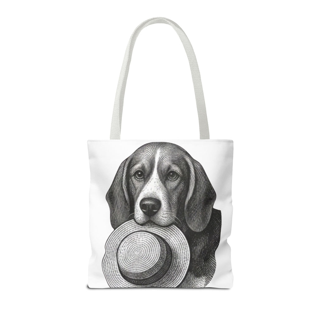 Beagle with Hat Tote Bag — Vintage Dog Illustration Canvas Tote