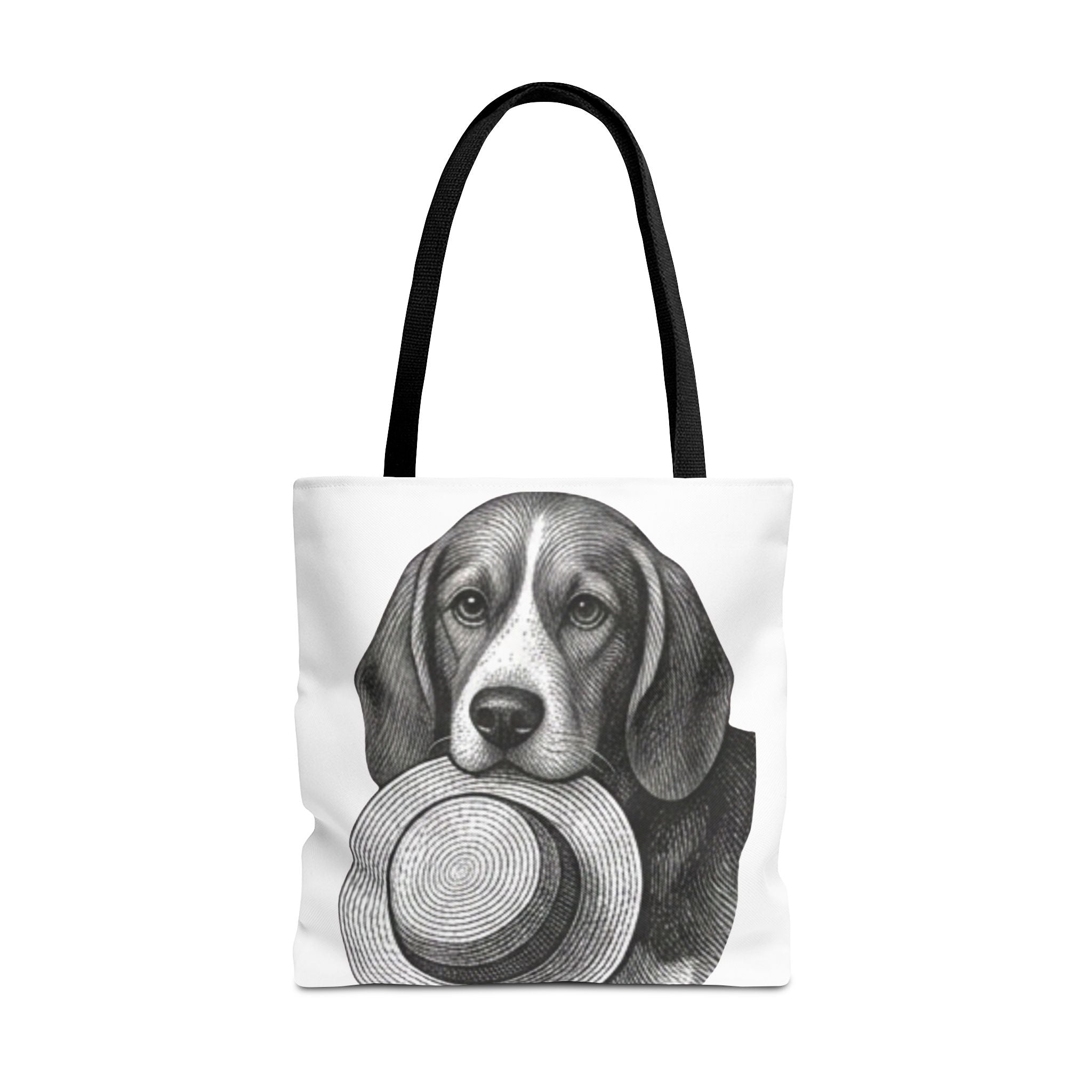 Beagle with Hat Tote Bag — Vintage Dog Illustration Canvas Tote