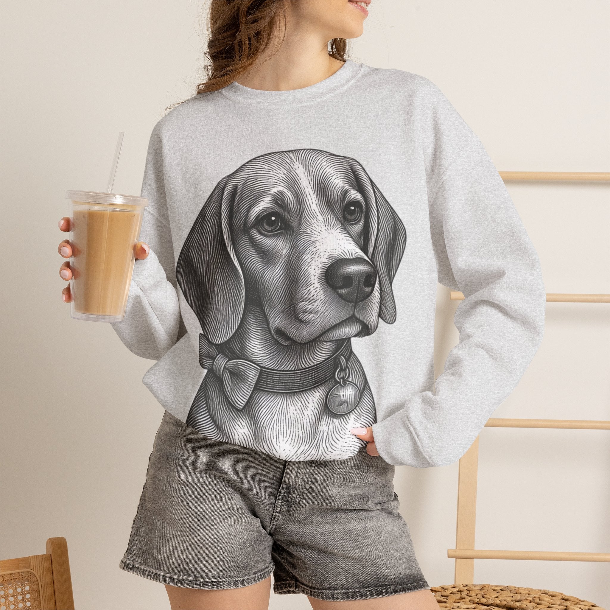 Beagle Portrait Crewneck Sweatshirt — Barry the Distinguished Bowtie Beagle