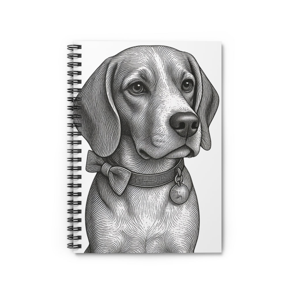 Beagle Portrait Spiral Notebook – Lined Journal for Dog Lovers- Barry the Distinguished  Bowtie Beagle