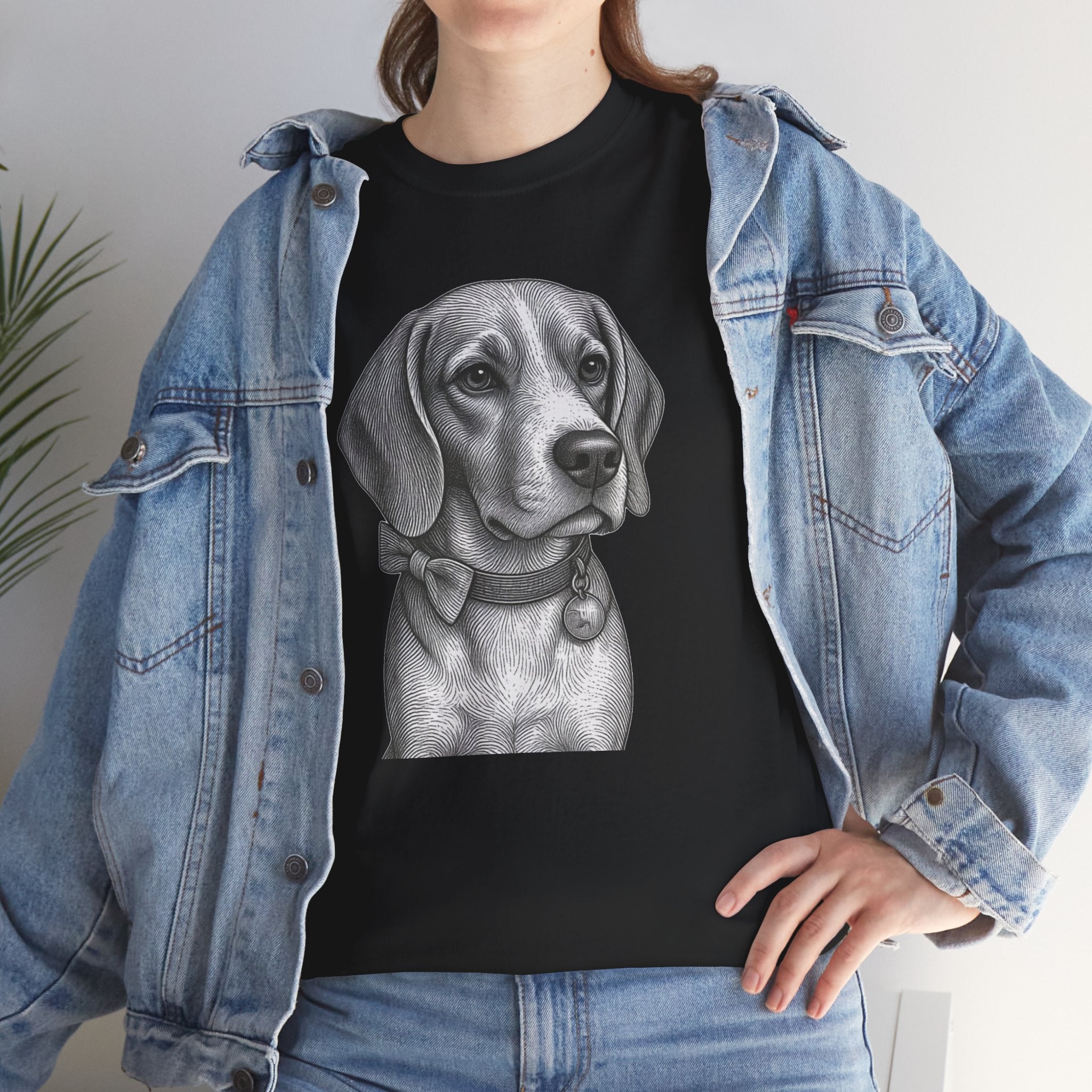 Beagle T Shirt, Bow Tie Beagle Shirt, Vintage Dog Lover Gift, Beagle Lover Gift, Black and White Beagle Portrait Tee