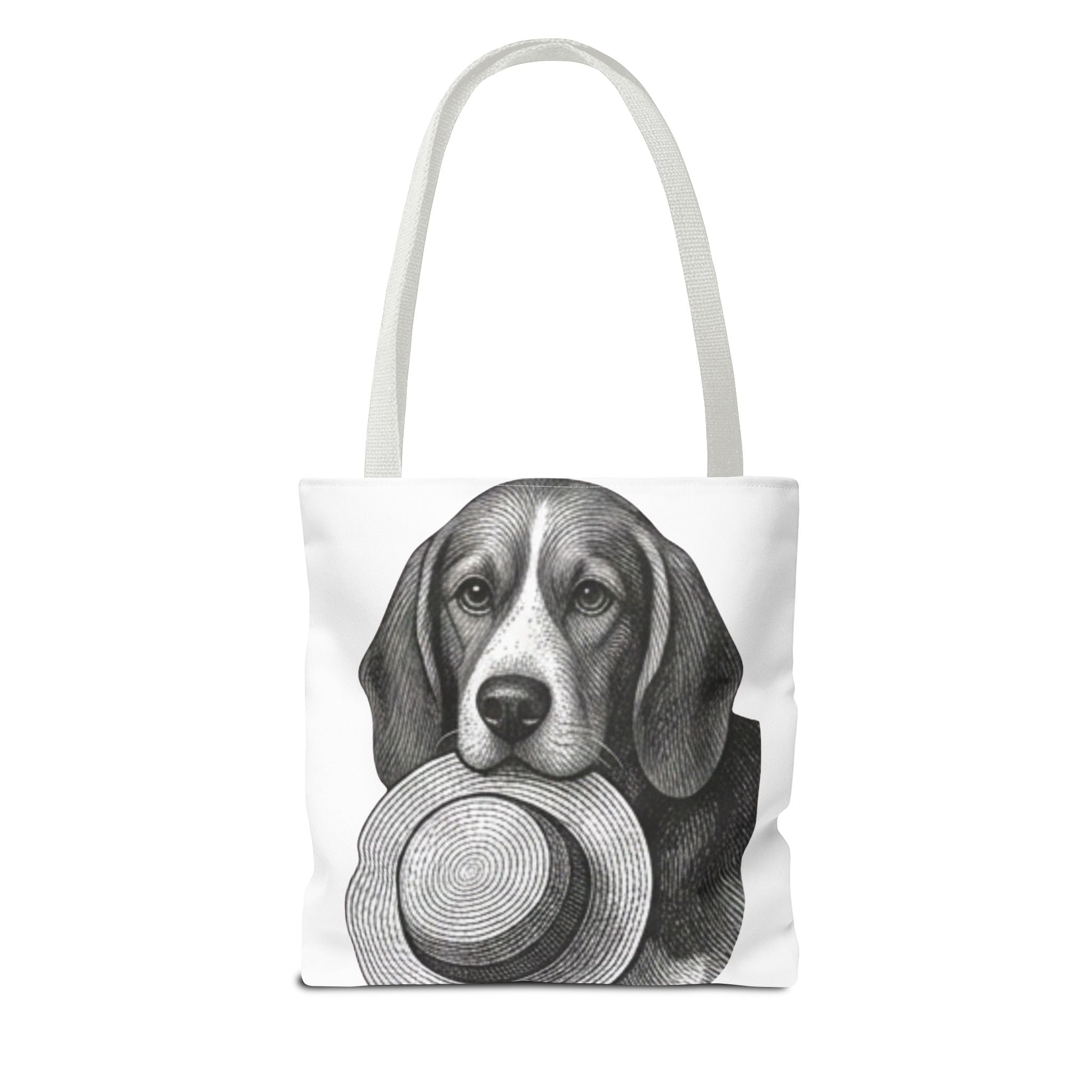 Beagle with Hat Tote Bag — Vintage Dog Illustration Canvas Tote