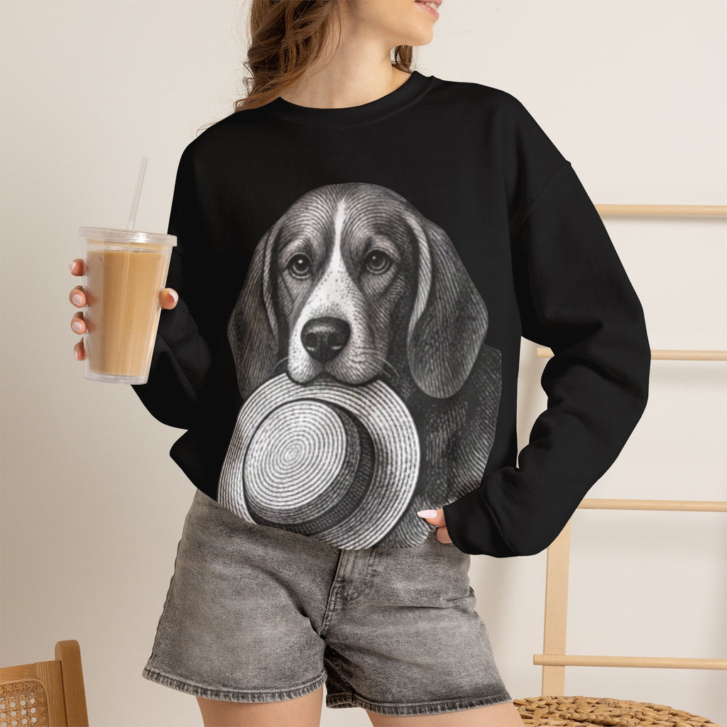 Beagle Holding Hat Crewneck Sweatshirt