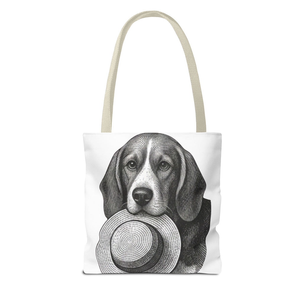 Beagle with Hat Tote Bag — Vintage Dog Illustration Canvas Tote