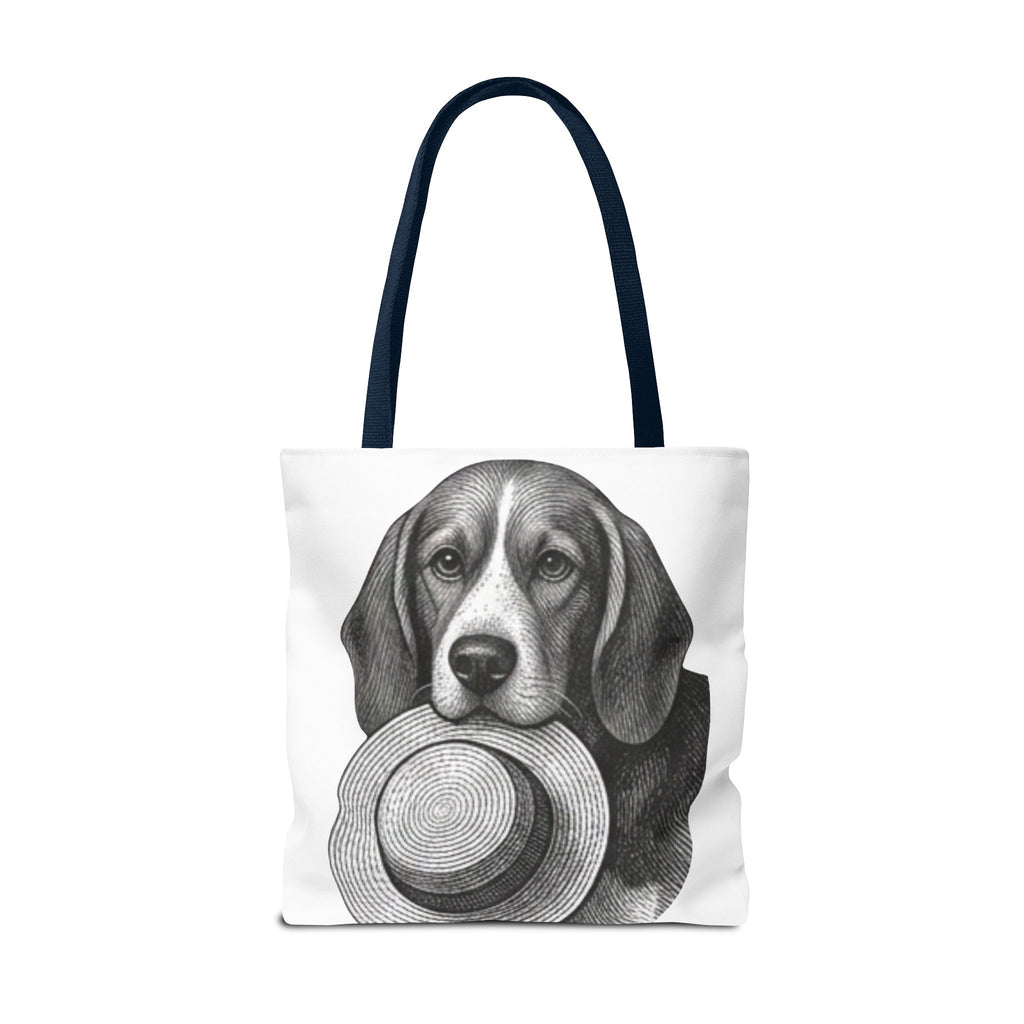 Beagle with Hat Tote Bag — Vintage Dog Illustration Canvas Tote