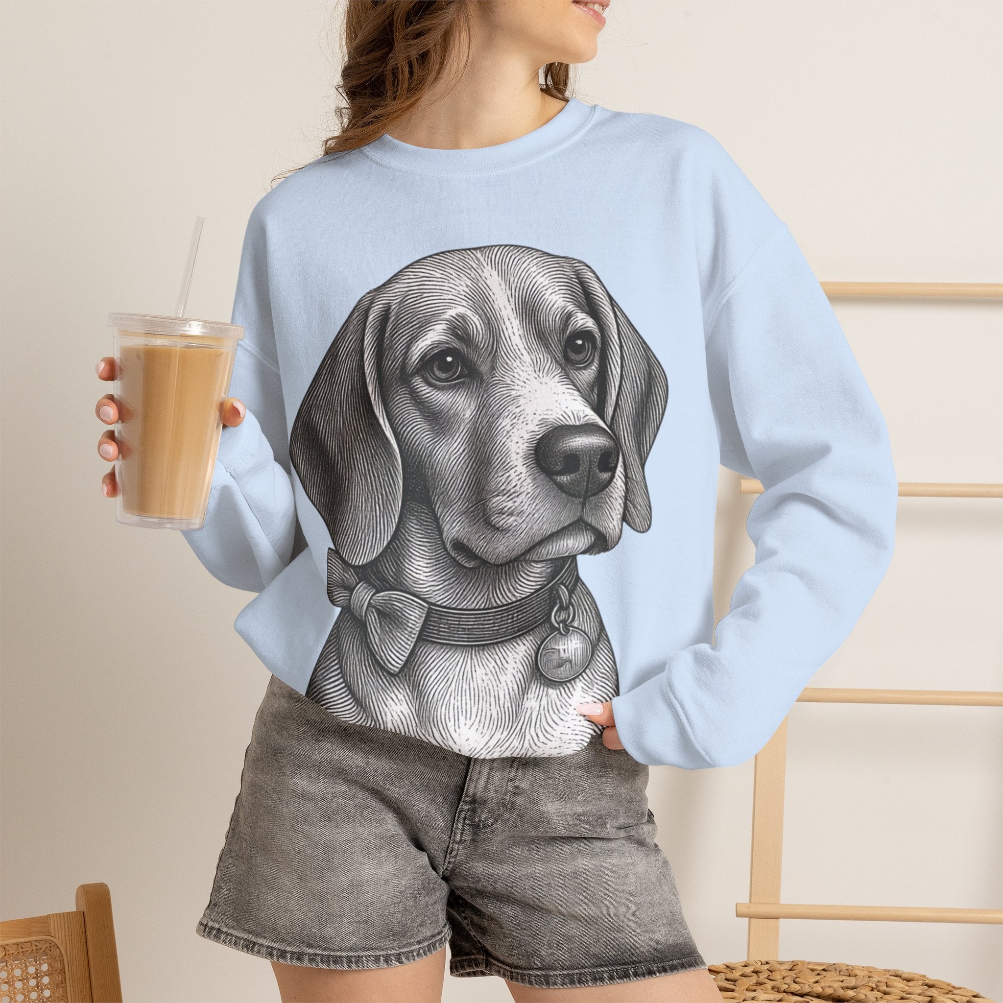 Beagle Portrait Crewneck Sweatshirt — Barry the Distinguished Bowtie Beagle