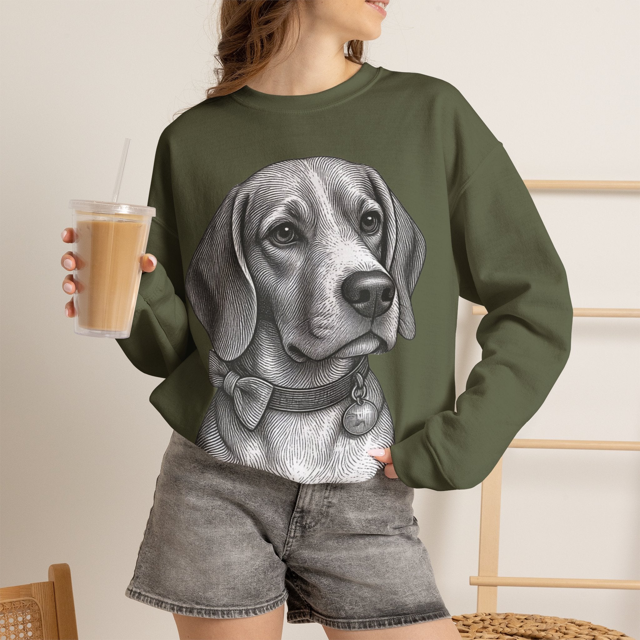 Beagle Portrait Crewneck Sweatshirt — Barry the Distinguished Bowtie Beagle