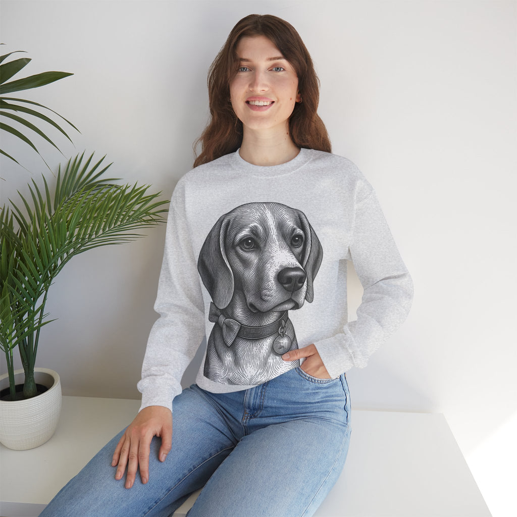 Beagle Portrait Crewneck Sweatshirt — "Barry the Distinguished" Beagle Dog Portrait