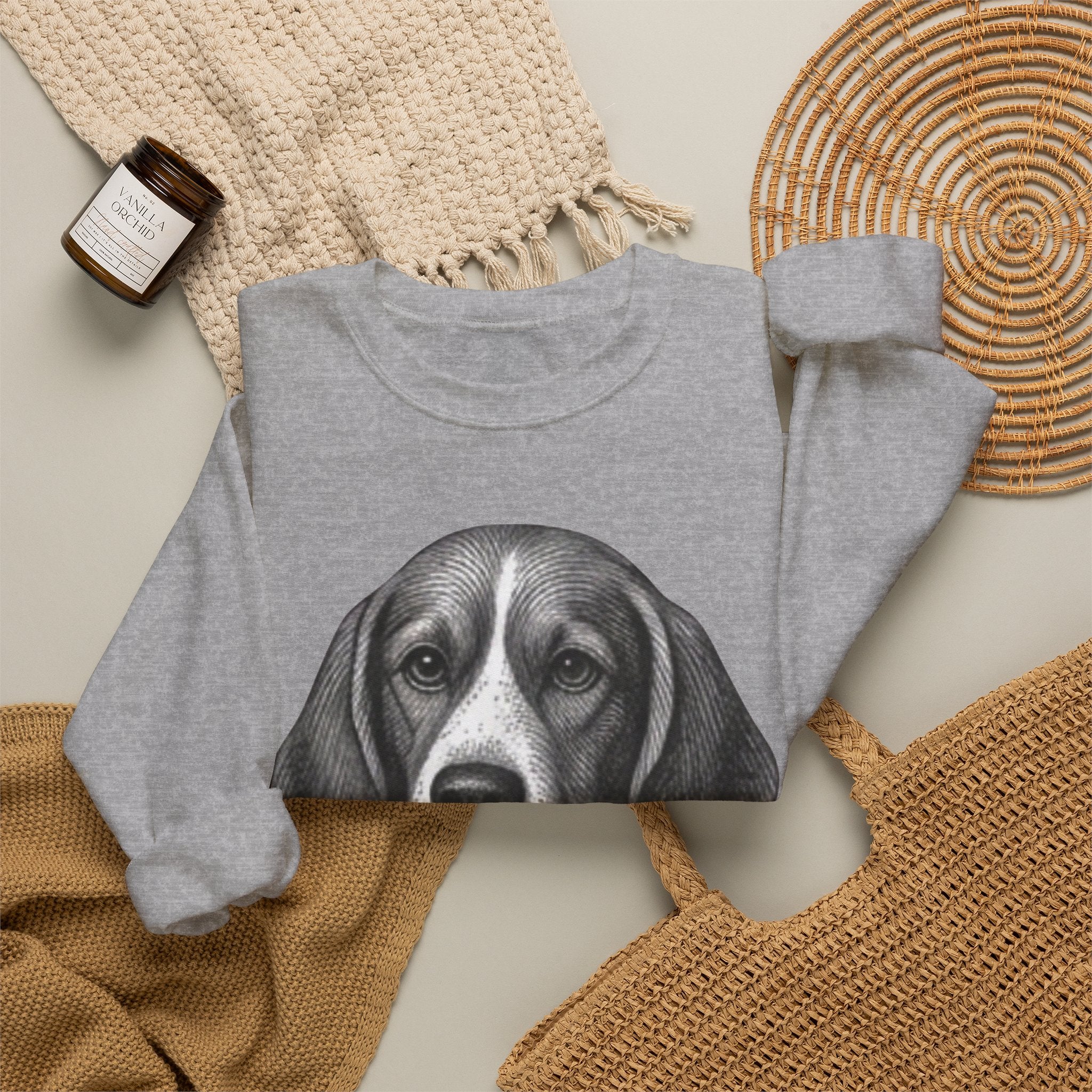 Beagle Holding Hat Crewneck Sweatshirt