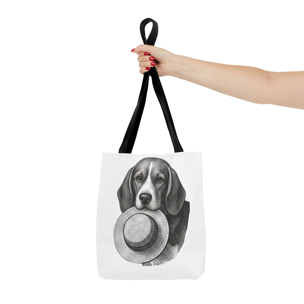 Beagle Tote Bag — Vintage Dog with Straw Hat Canvas Tote