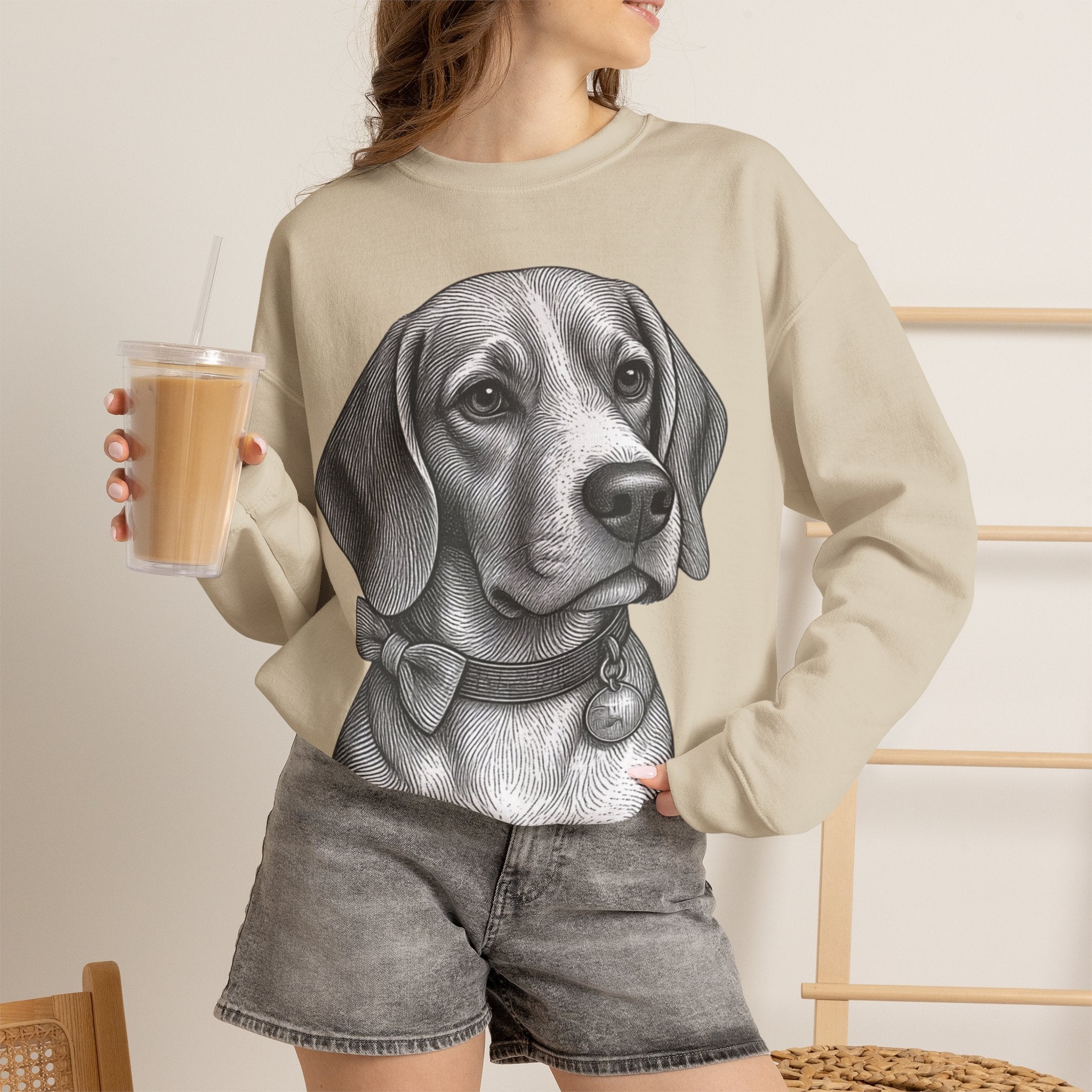 Beagle Portrait Crewneck Sweatshirt — Barry the Distinguished Bowtie Beagle