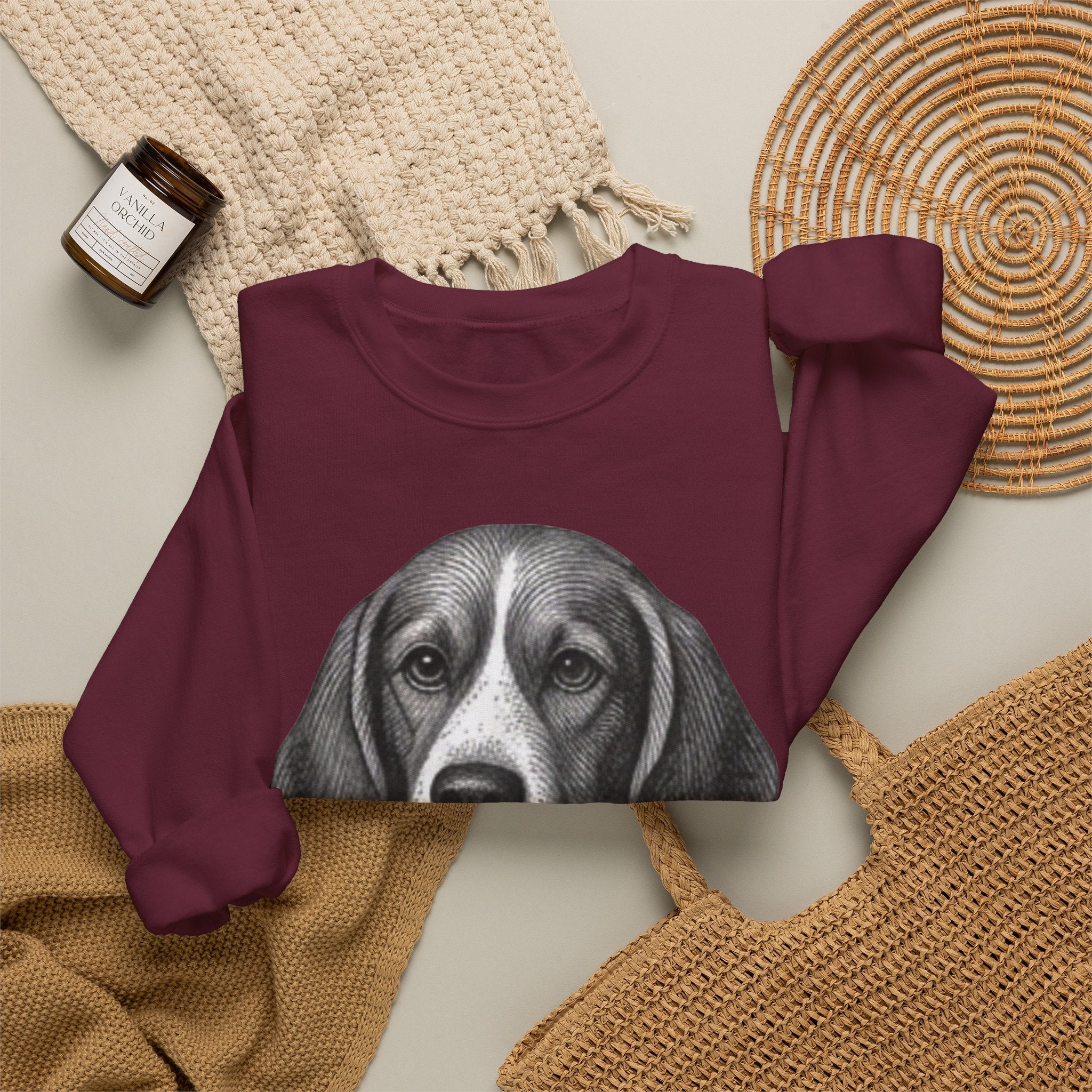 Beagle Holding Hat Crewneck Sweatshirt