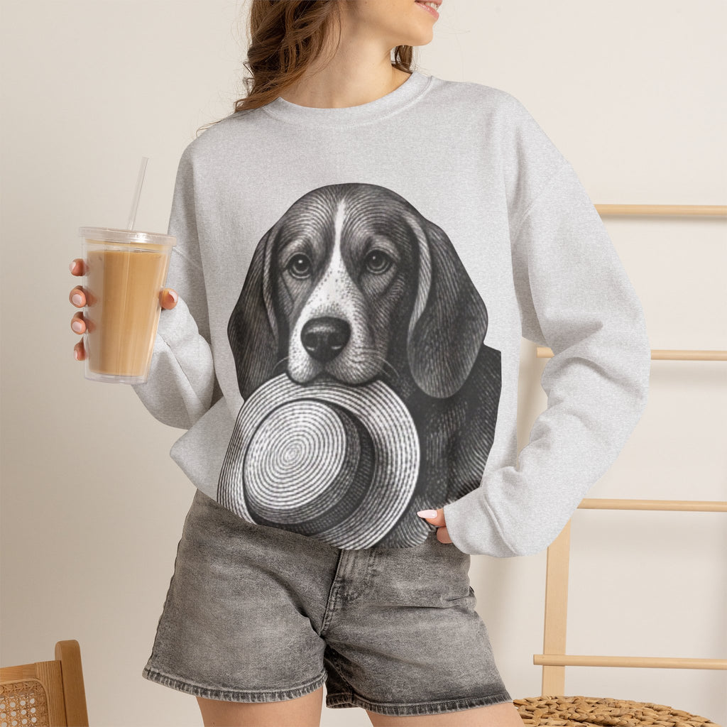 Beagle Holding Hat Crewneck Sweatshirt