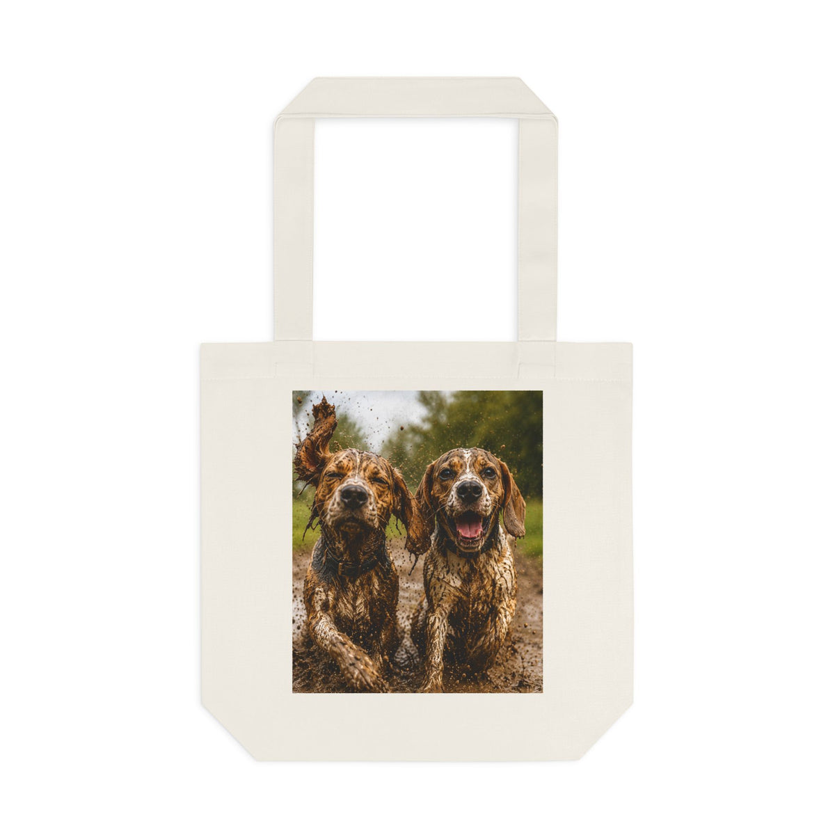 Canvas Tote Bag — Happy Muddy Dogs Print | Cute Pet Gift, Grocery & Beach Tote