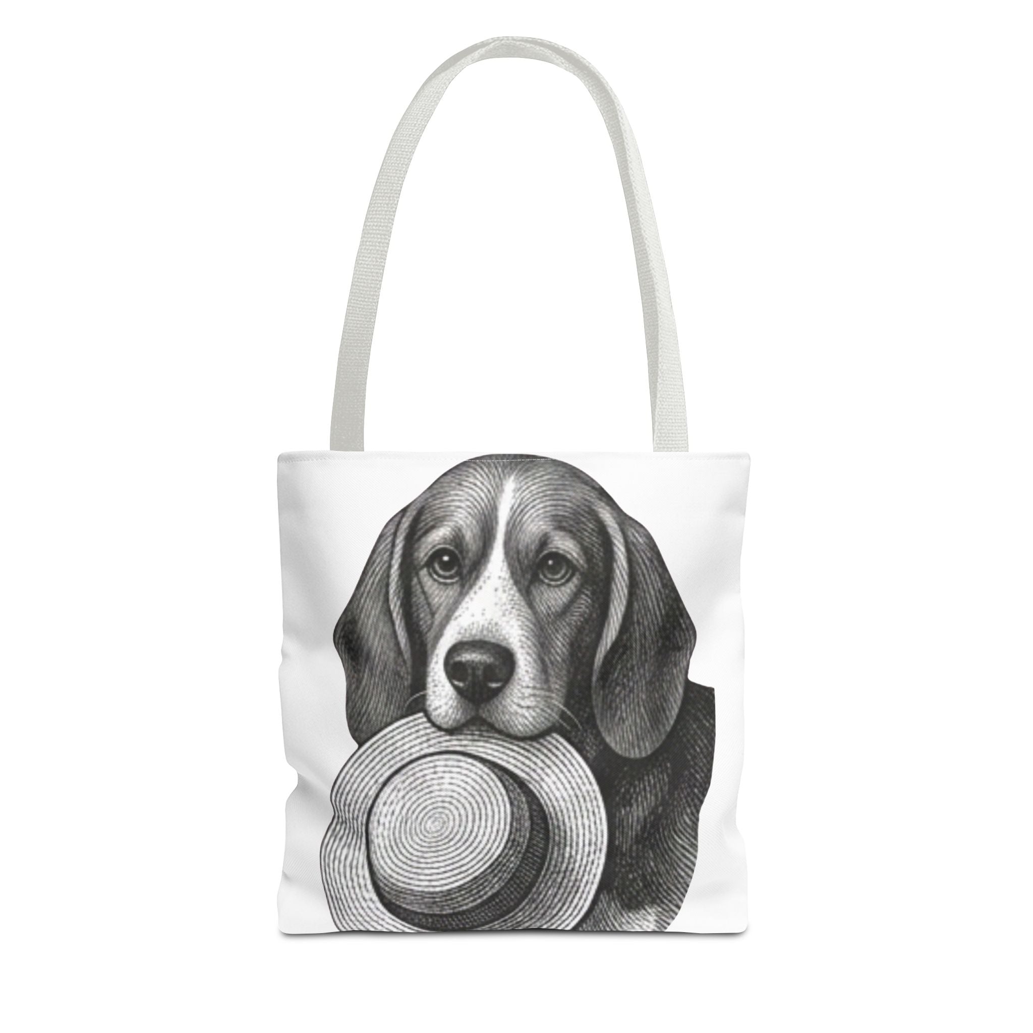 Beagle with Hat Tote Bag — Vintage Dog Illustration Canvas Tote